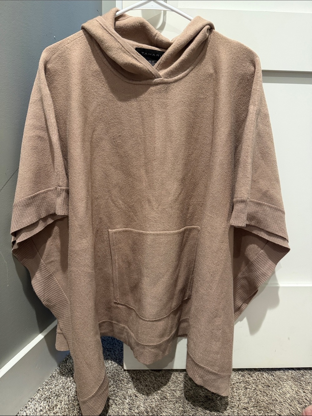 Hooded Poncho Sweater in Dusty Rose
